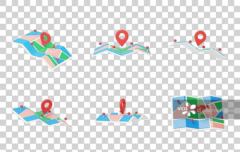 免抠地图定位攻略指引导航位置3D图片素材
