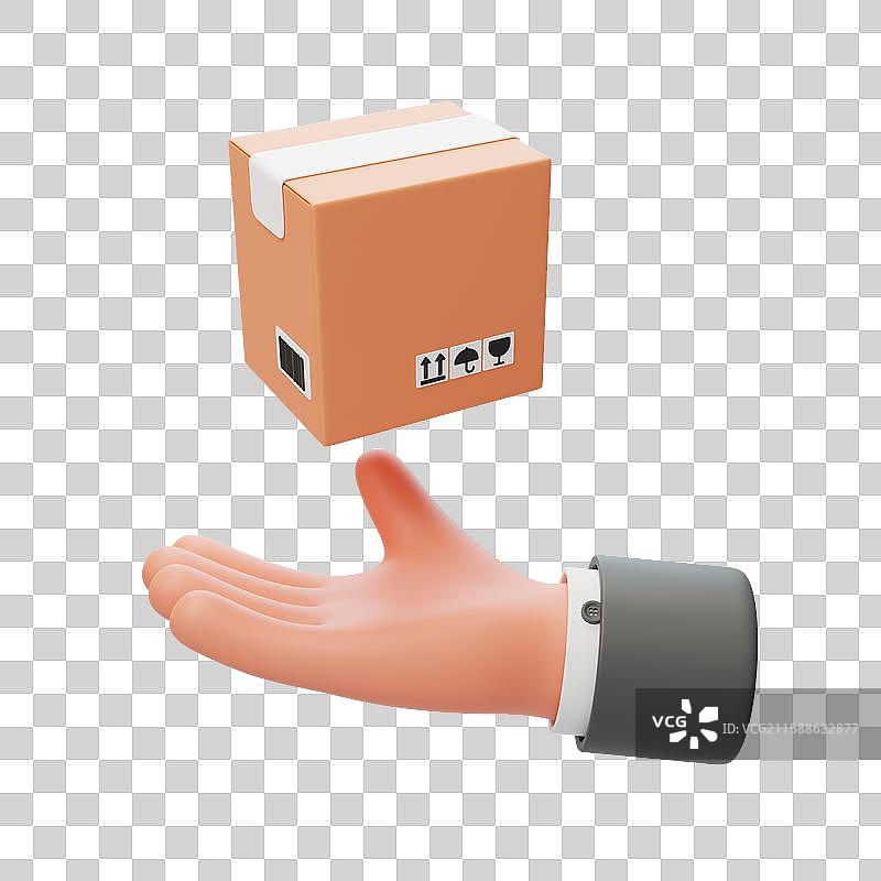 免抠上门送货快递物流包裹运输箱子3D图片素材