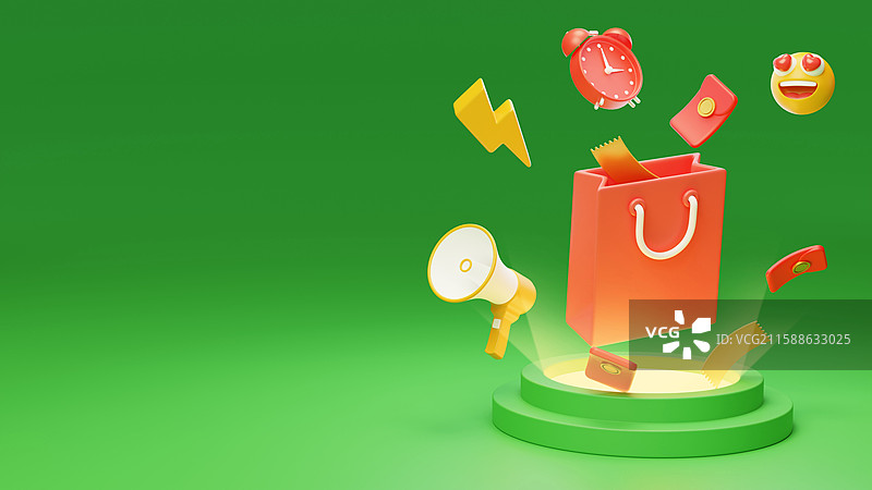 电商购物袋子推广打折优惠3D图片素材