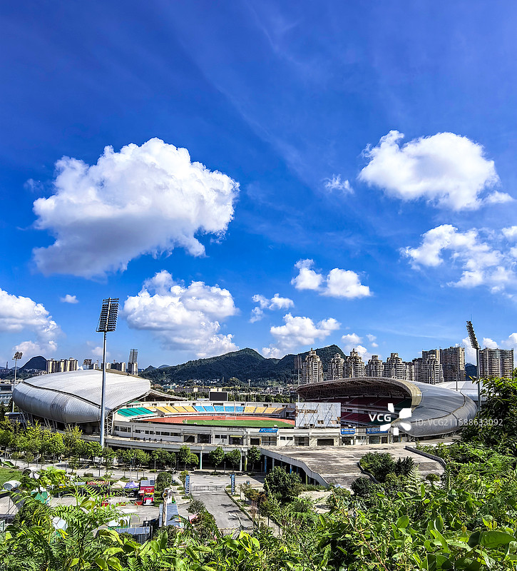 中国贵州六盘水钟山区花山公园风光，六盘水体育中心风光，凉都体育中心，六盘水市风光  海军六盘水舰模型图片素材