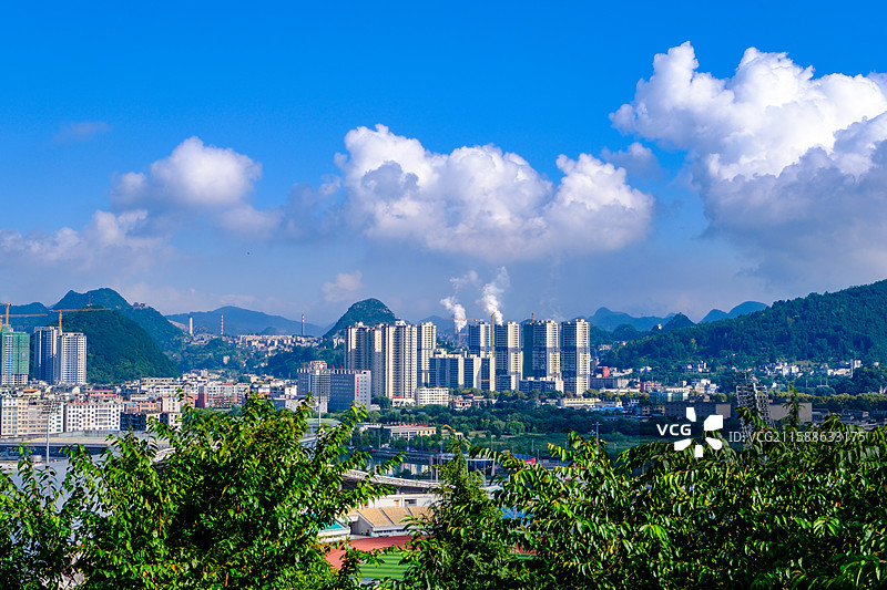 中国贵州六盘水钟山区花山公园风光，六盘水体育中心风光，凉都体育中心，六盘水市风光  海军六盘水舰模型图片素材