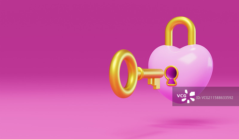 心形锁3D模型情人节同心锁图片素材