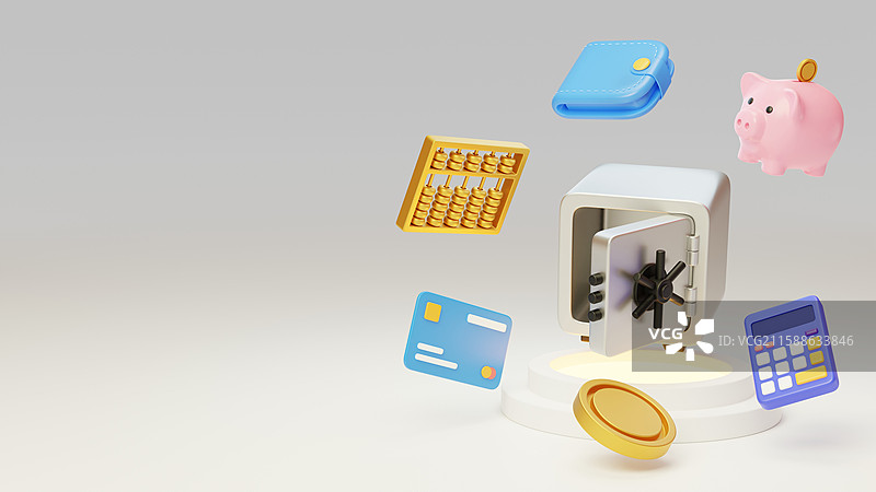 金融理财资产收益利润管理3D图片素材