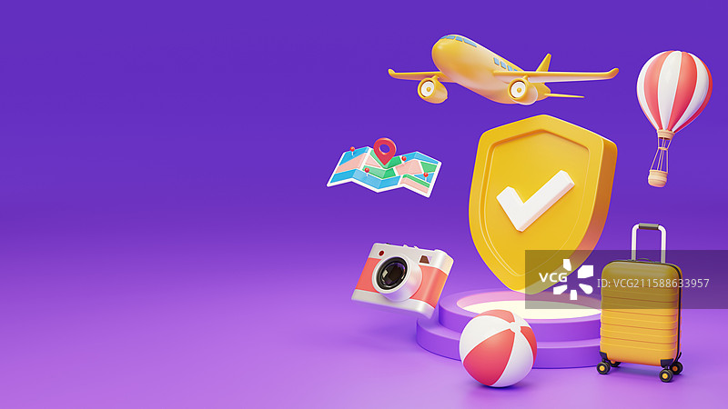 旅行度假沙滩放松安全保障3D图片素材