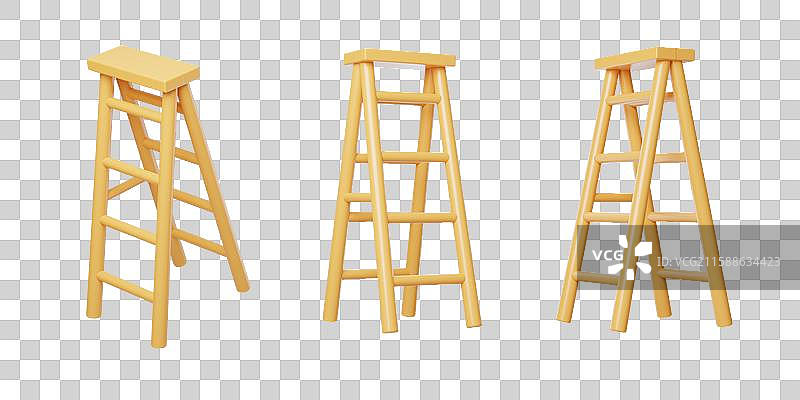 免抠进步目标发展装修施工工具梯子3D图片素材