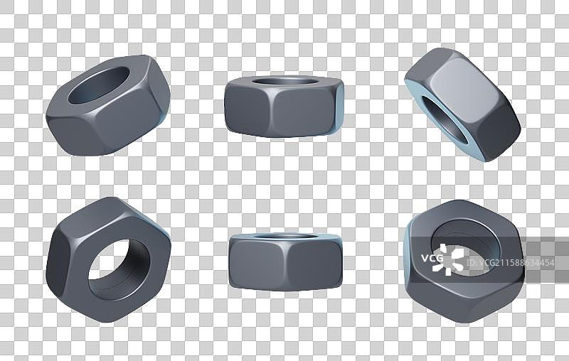 免抠五金工具机械制造必备螺母3D图片素材