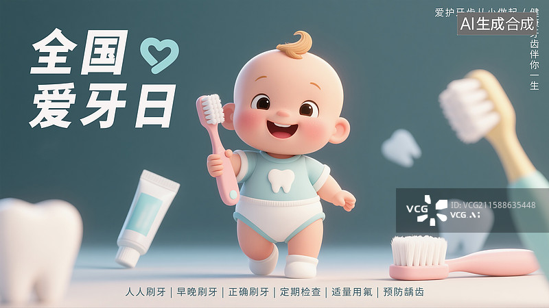 【AI数字艺术】全国爱牙日宣传海报图片素材
