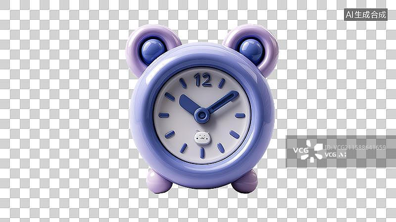 【AI数字艺术】紫色卡通闹钟，可爱设计图片素材