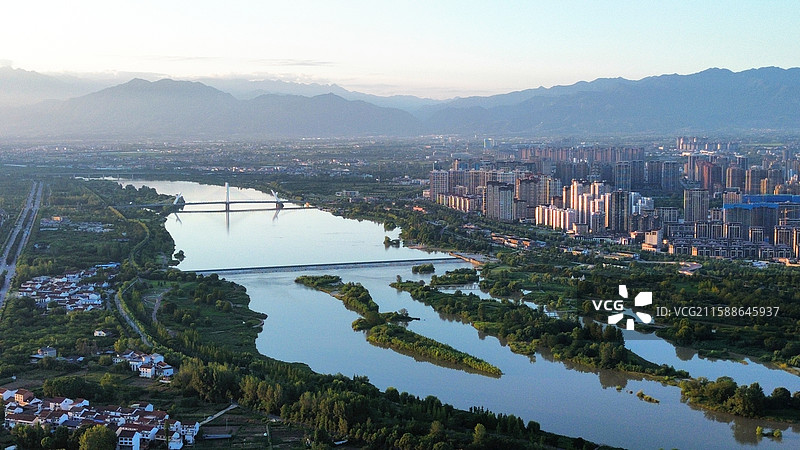 陕西省汉中市汉台区南郑区滨江新区龙岗新区梁山镇全景航拍图片素材