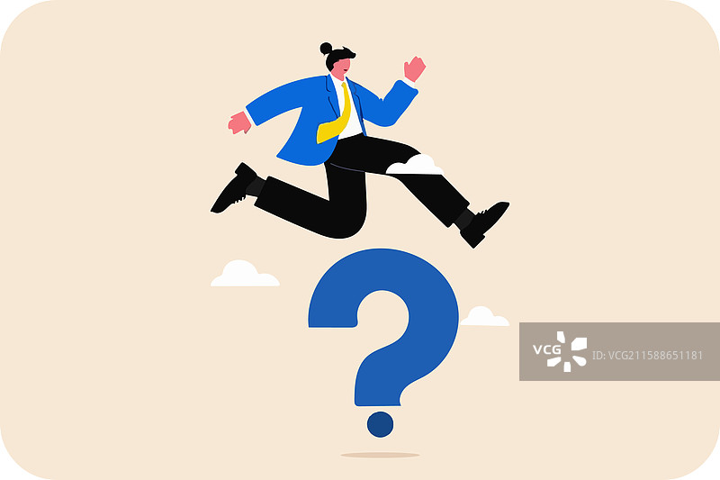 商人奔跑与问号象征图片素材