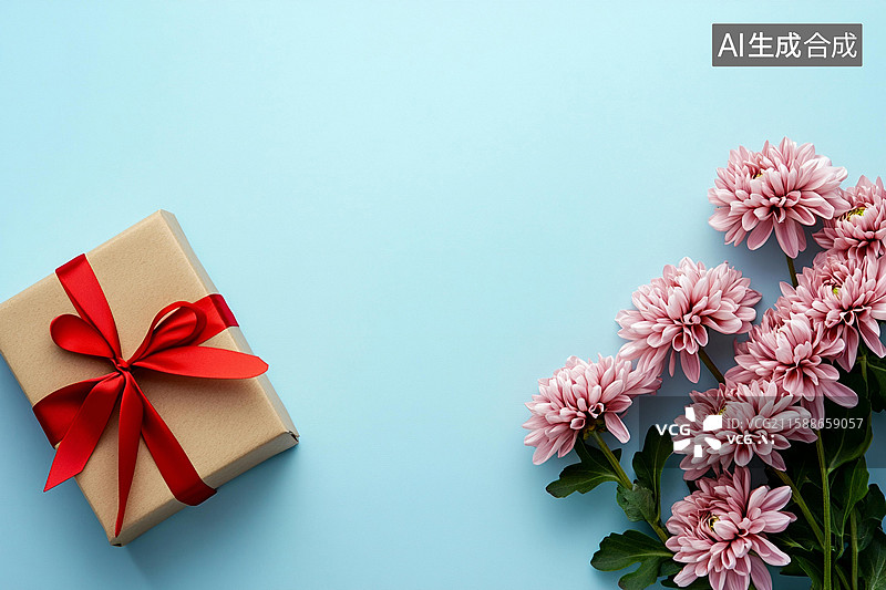 【AI数字艺术】粉红色的礼盒粉红色的蝴蝶结，粉红色的背景拿着盒子的手图片素材