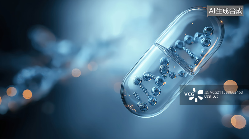 【AI数字艺术】胶囊中的DNA双螺旋结构图片素材