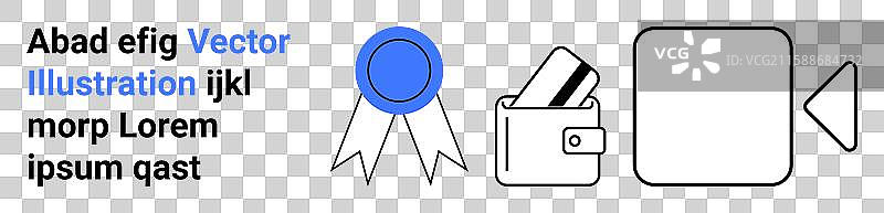 蓝色丝带钱包，内含卡片和摄像机图片素材