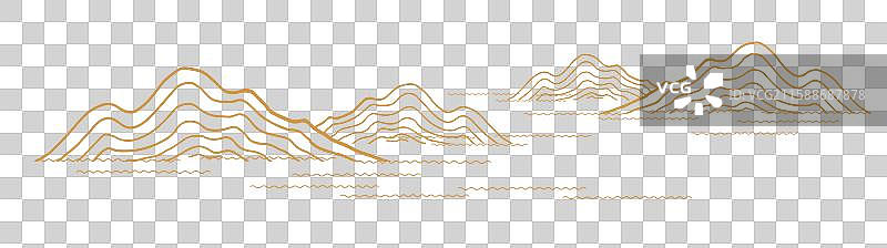 矢量新中式风格的山水画元素图片素材