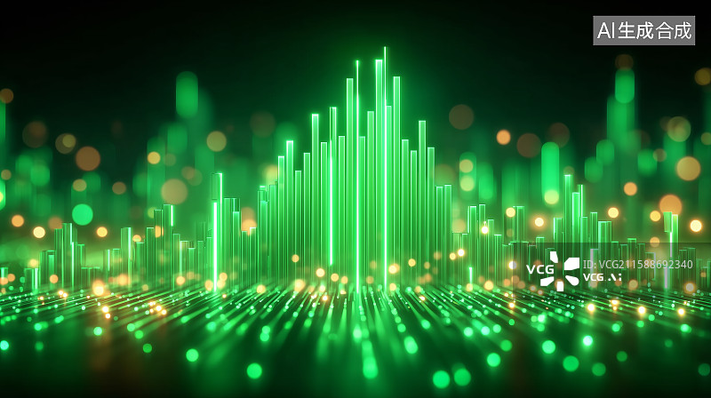 【AI数字艺术】绿色数据图表与光效背景图片素材