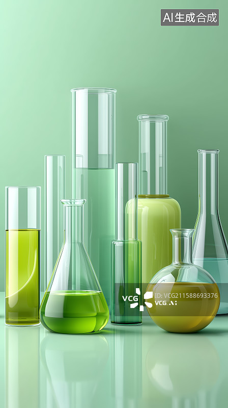 【AI数字艺术】实验室玻璃器皿中的液体图片素材