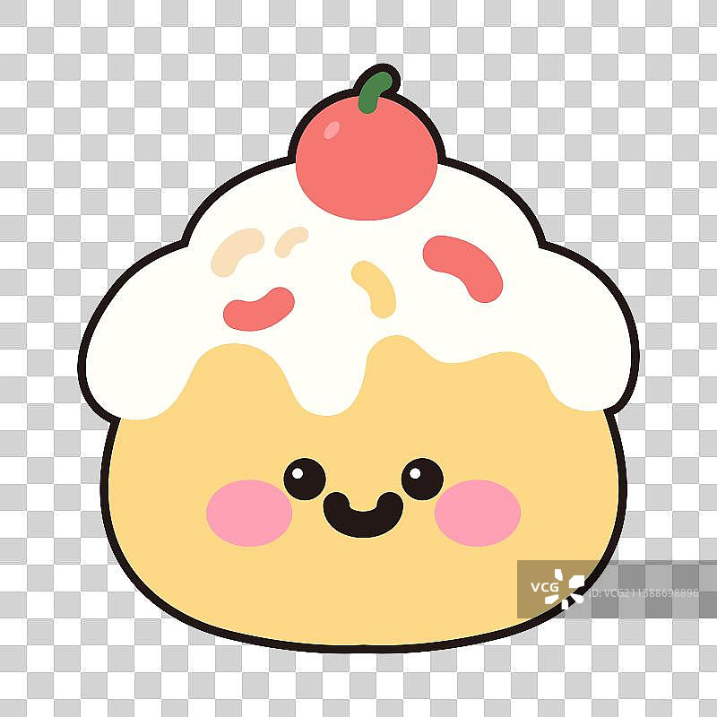 扁平风可爱萌系蛋糕食物甜品手绘矢量插画图片素材