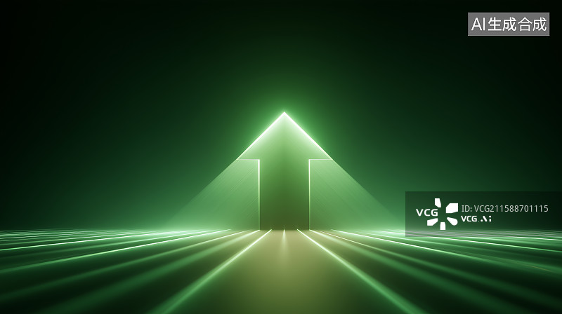 【AI数字艺术】绿色科技上升箭头通道图片素材