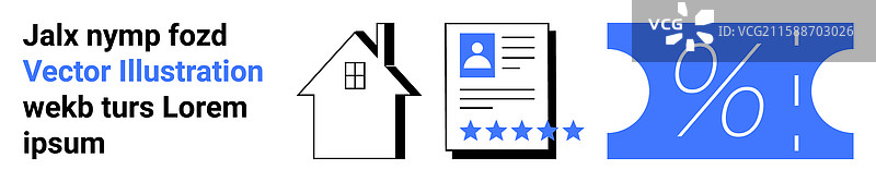 带有评分星星的房屋简介卡片图片素材