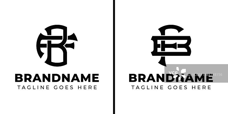 适合的字母BF和FB的单字母标志设计图片素材