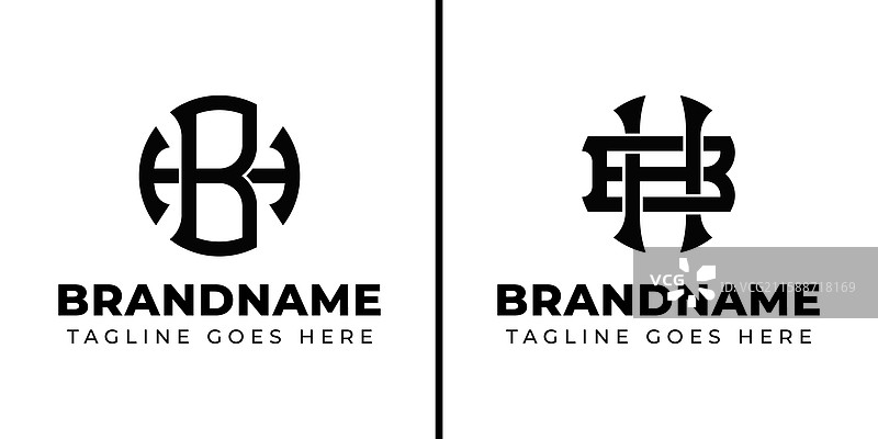 适合的字母bh和hb单字母组合标志图片素材