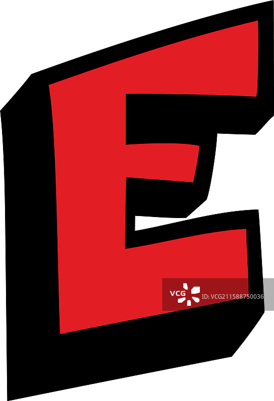 字母E卡通红色字体图片素材