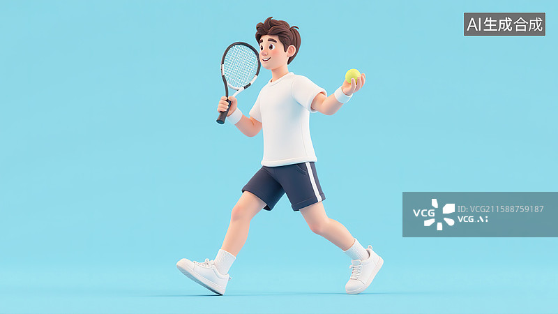 【AI数字艺术】3D渲染的网球运动人物图片素材