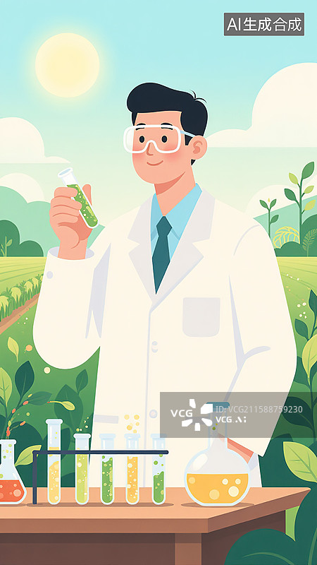 【AI数字艺术】田野间研究员图片素材