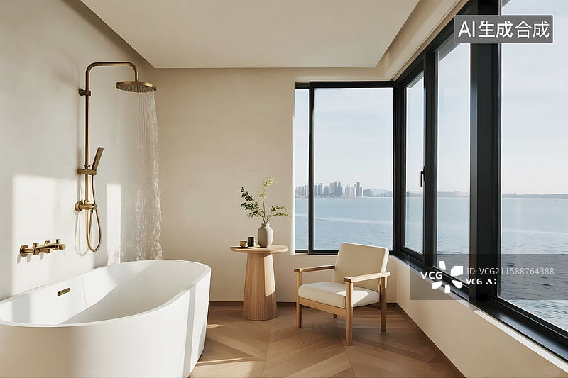 【AI数字艺术】阳台浴室高档装修住宅内部场景墙面图片素材