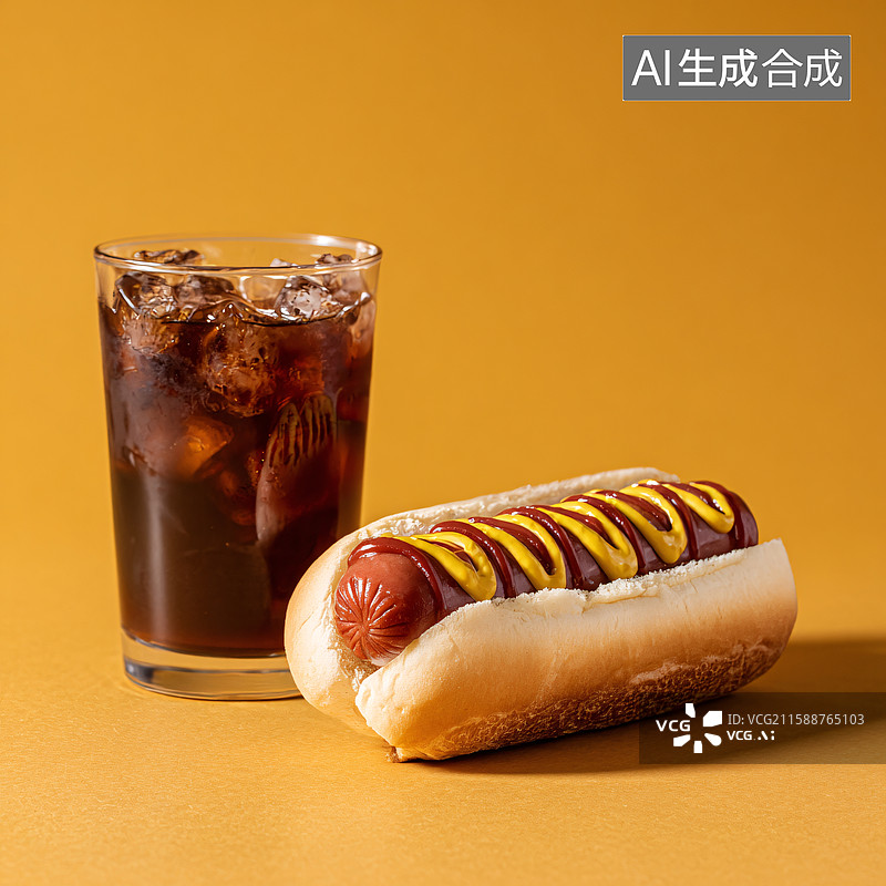 【AI数字艺术】冰爽可乐与美味热狗图片素材