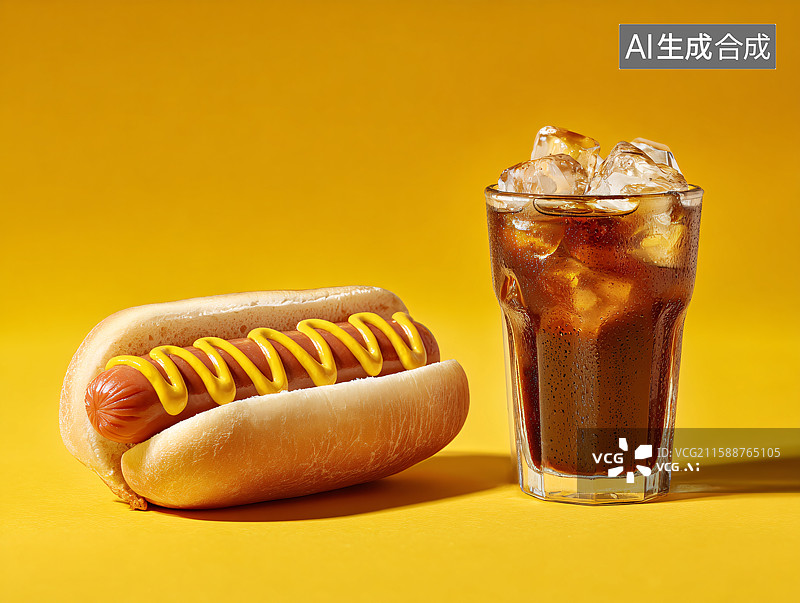 【AI数字艺术】冰爽可乐与美味热狗图片素材