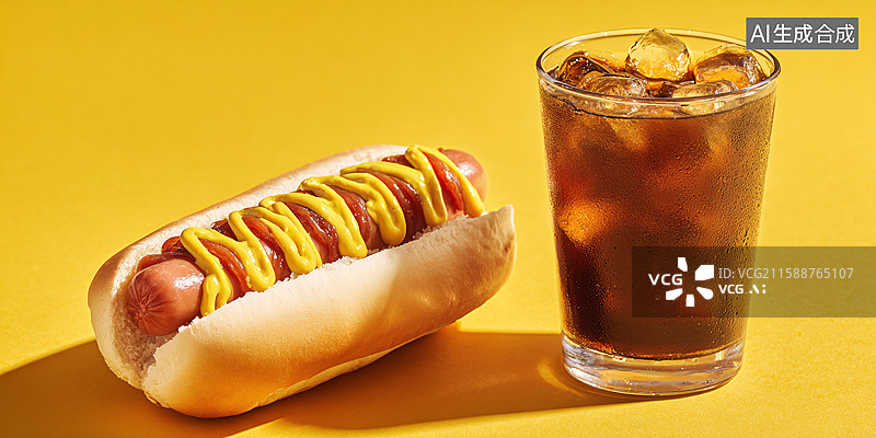 【AI数字艺术】冰爽可乐与美味热狗图片素材