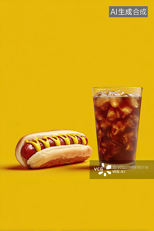 【AI数字艺术】冰爽可乐与美味热狗图片素材