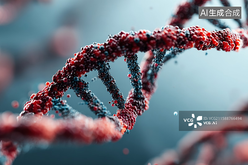 【AI数字艺术】DNA双螺旋结构的微观视图图片素材