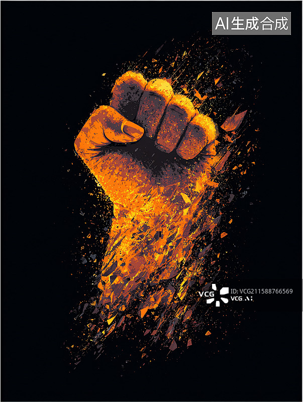 【AI数字艺术】火焰风格拳头艺术图图片素材