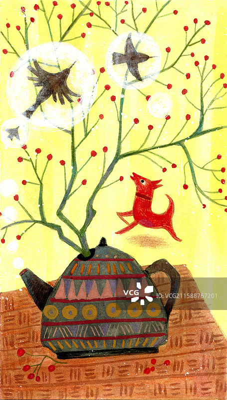 手绘插画明信片图片素材