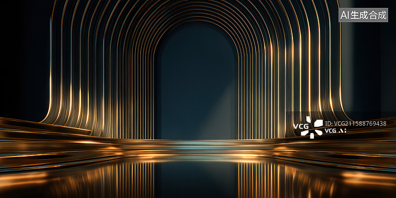 【AI数字艺术】现代抽象拱形隧道场景图片素材