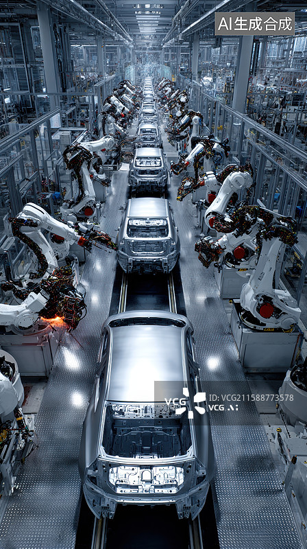 【AI数字艺术】自动化生产线上的汽车组装图片素材