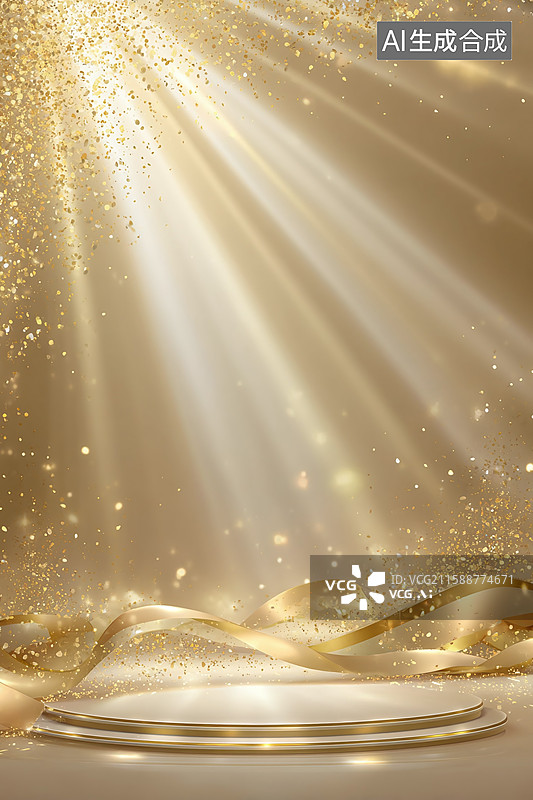【AI数字艺术】金色光束背景图，明亮温暖的光芒搭配光影质感，营造出梦幻神圣且充满希望的视觉效果图片素材