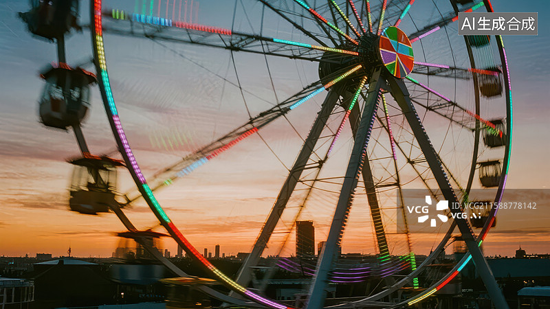 【AI数字艺术】夕阳下的摩天轮图片素材
