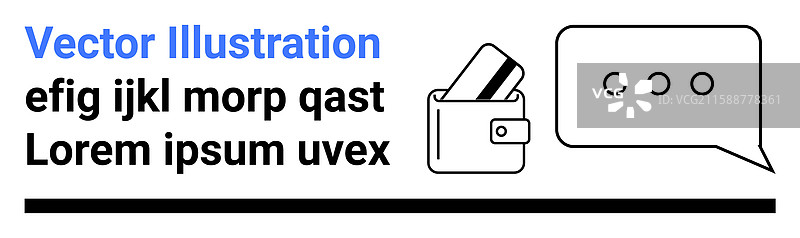 带有卡片的钱包和聊天气泡概念图片素材