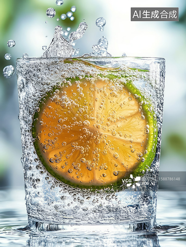 【AI数字艺术】夏日清爽饮品，一杯新鲜柠檬水图片素材