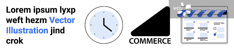 电子商务店面，带有时钟和占位符图片素材