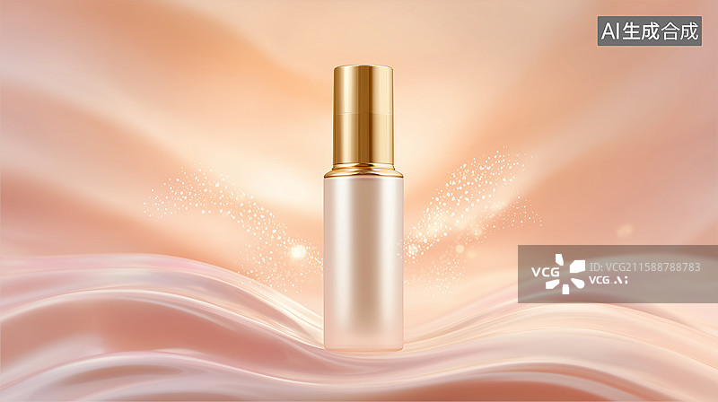 【AI数字艺术】3D奢华金色喷头喷雾美妆图片素材