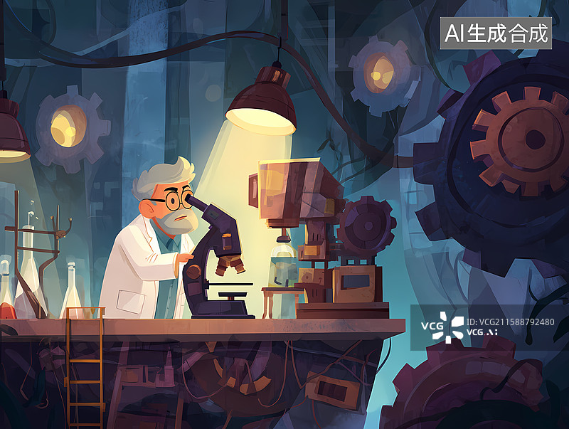 【AI数字艺术】科学家实验室发明创造插图图片素材