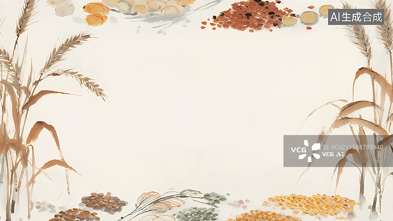 【AI数字艺术】中式水墨风农作物插画最大图片素材