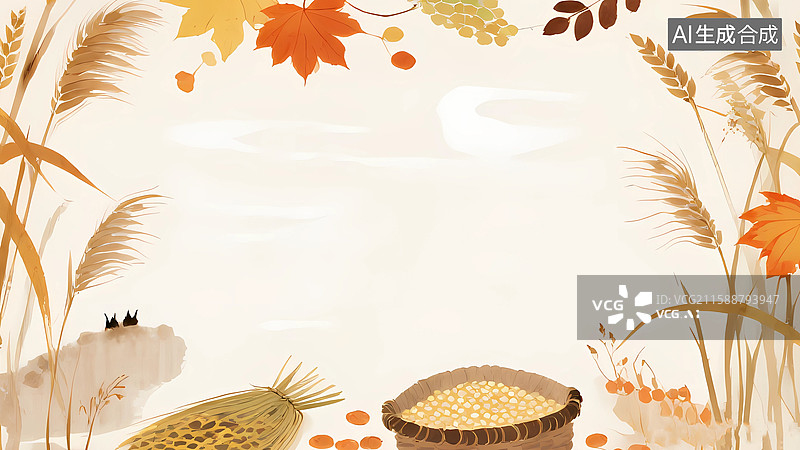 【AI数字艺术】中式水墨风农作物插画最大图片素材
