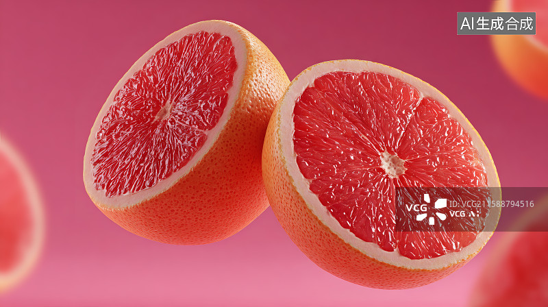 【AI数字艺术】粉色背景，对半切开的橙子，露出鲜嫩的果肉图片素材