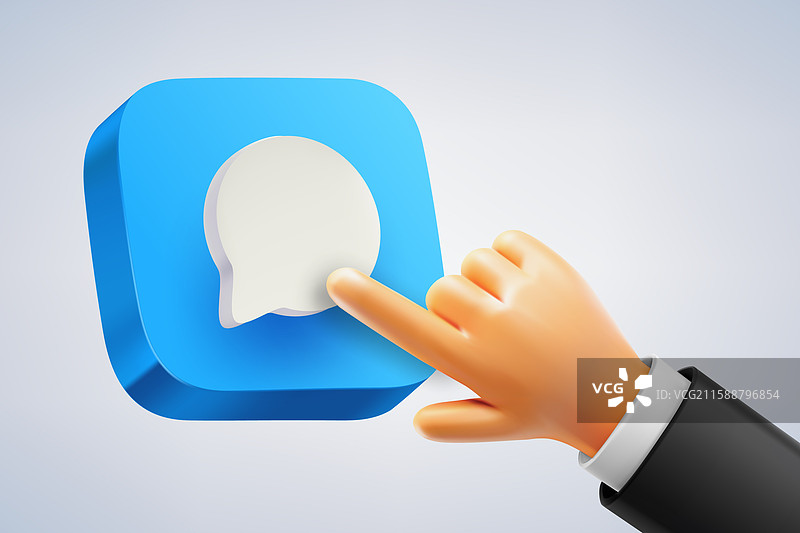 按下带有信息标志的按钮的3D人物图片素材