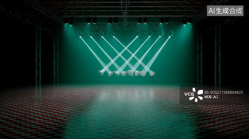 【AI数字艺术】带有绿色灯光的舞台场景图片素材
